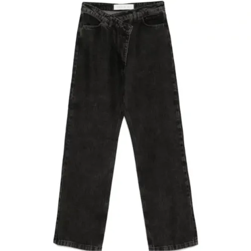 Dunkelgraue Straight Cut Denim Jeans - Federica Tosi - Modalova