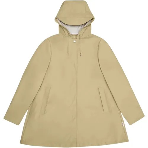 A-Linie Wasserdichte Jacke in Sandfarbe - Rains - Modalova