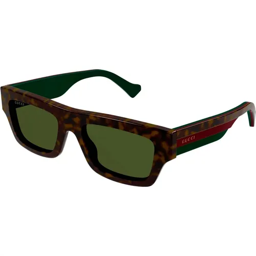 Havana/Green Sunglasses,Schwarze Acetat Tricolor Sonnenbrille - Gucci - Modalova