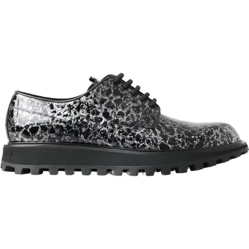 Schwarze Weiße Derby Lackleder Schuhe , Herren, Größe: 39 EU - Dolce & Gabbana - Modalova