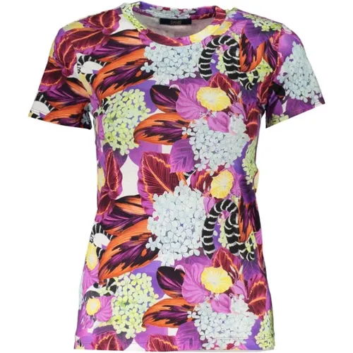 Gemustertes T-Shirt mit Logo-Print , Damen, Größe: 2XL - Cavalli Class - Modalova