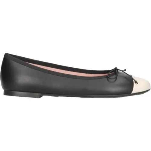 Schwarze Leder Ballerina Schuhe , Damen, Größe: 38 1/2 EU - Pretty Ballerinas - Modalova