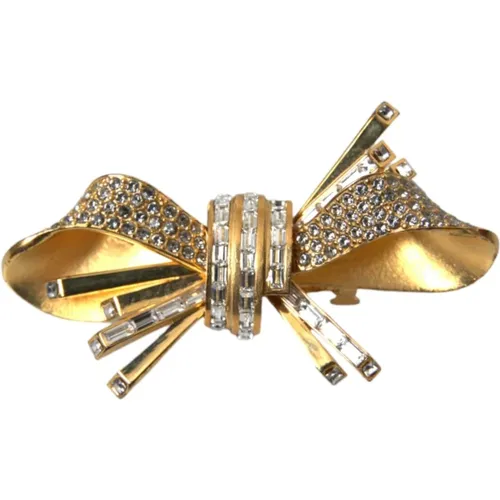Kristall Schleifen Haarspange Goldton , Damen, Größe: ONE Size - Dolce & Gabbana - Modalova