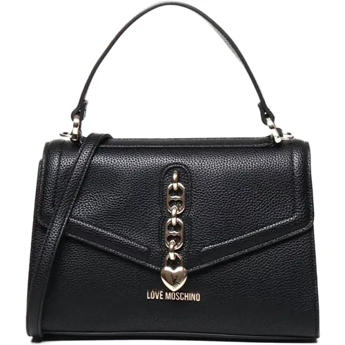 Schwarze Handtasche mit abnehmbarem Schultergurt - Love Moschino - Modalova