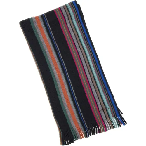 Striped Wool Scarf with Fringes , male, Sizes: ONE SIZE - Paul Smith - Modalova