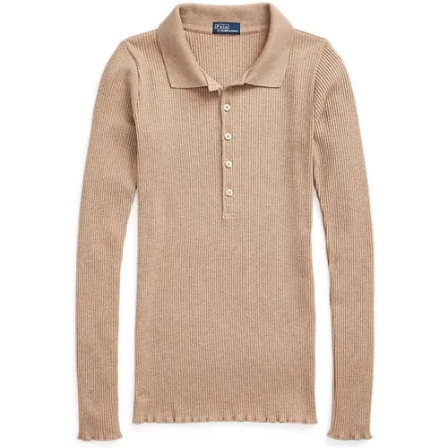 Braunes Polo-Shirt mit Knöpfen , Damen, Größe: S - Ralph Lauren - Modalova