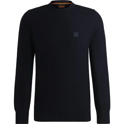 Anion_S Logo Patch Baumwollpullover , Herren, Größe: S - Boss Orange - Modalova