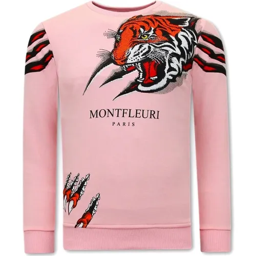 Sweater with Print on the Back - Tiger Head - 3636 , male, Sizes: XL, S, M, L, 2XL - True Rise - Modalova