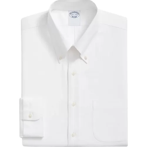 Weißes Regular Fit Non-Iron Stretch Baumwollhemd mit Button-Down-Kragen - Brooks Brothers - Modalova
