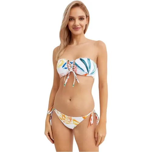 Abstrakter Bandeau Bikini Top mit Frontbindung , Damen, Größe: M - Charo Ruiz Ibiza - Modalova