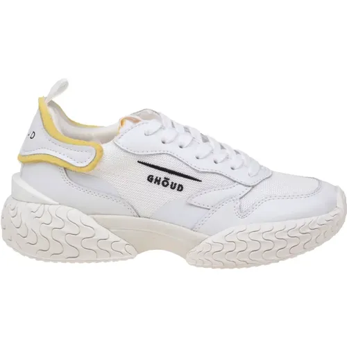 Weiße Mesh/Leder Sneakers mit Farbenfrohen Details , Damen, Größe: 38 EU - Ghoud - Modalova