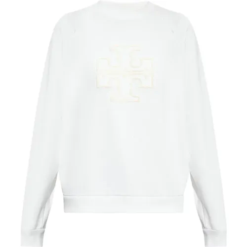 Baumwoll-Sweatshirt mit Logo , Damen, Größe: S - TORY BURCH - Modalova