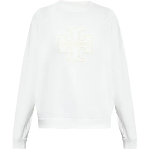 Cotton sweatshirt with logo , female, Sizes: L - TORY BURCH - Modalova