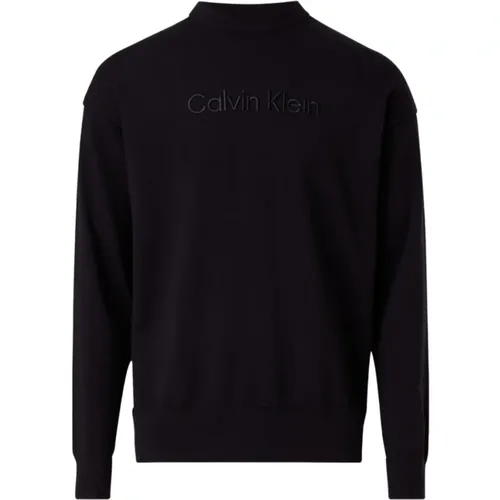 Mens Crewneck Sweater with Logo Embroidery , male, Sizes: M - Calvin Klein - Modalova