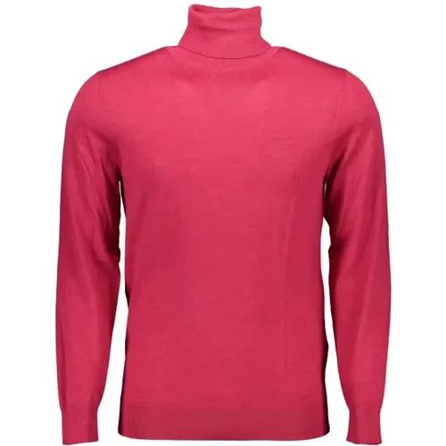 Rosa Woll-Mock-Neck-Pullover , Herren, Größe: 3XL - Gant - Modalova