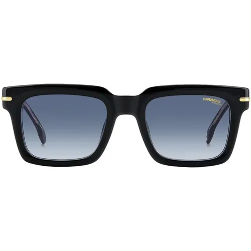 Quadratische Schwarze Sonnenbrille mit Blauen Gläsern , Herren, Größe: 52 MM - Carrera - Modalova