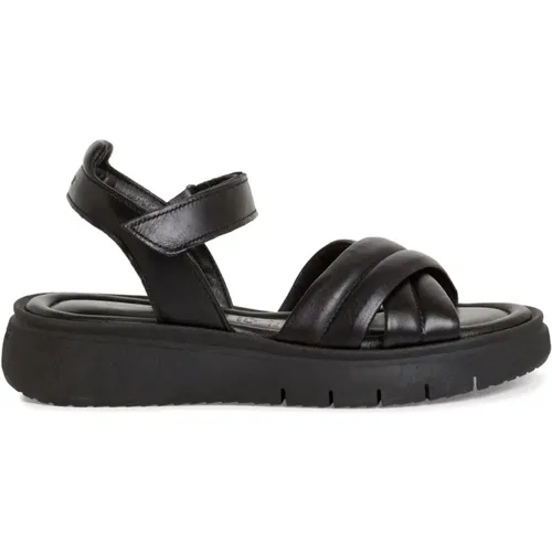 Schwarze Leder Casual Offene Sandalen , Damen, Größe: 37 EU - tamaris - Modalova