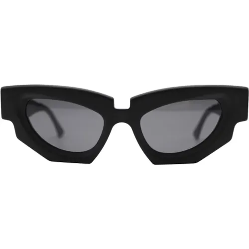 Matte Schwarze Sonnenbrille mit Grauen Gläsern - Kuboraum - Modalova