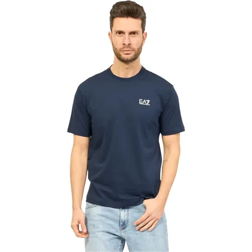 Blaues Logo T-Shirt für Männer , Herren, Größe: M - Emporio Armani EA7 - Modalova