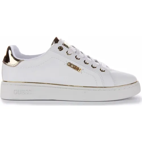 Gold Lace Up Trainers Women , female, Sizes: 5 UK - Guess - Modalova