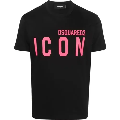 Icon Print T-Shirt in and Fuchsia , male, Sizes: L, M, XL - Dsquared2 - Modalova