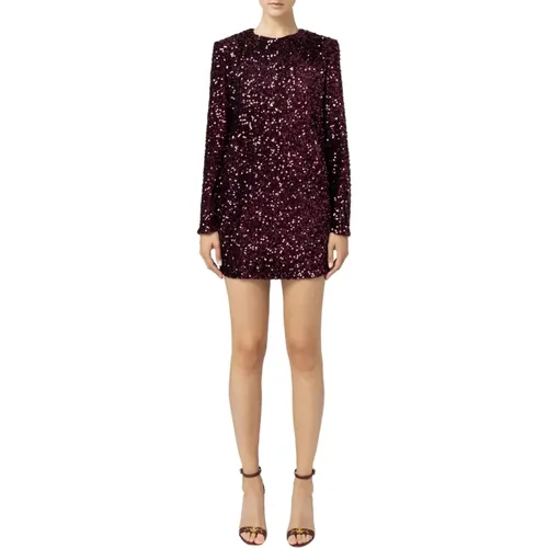 Chenille Sequin Mini Dress Rouge Noir , female, Sizes: M - Elisabetta Franchi - Modalova