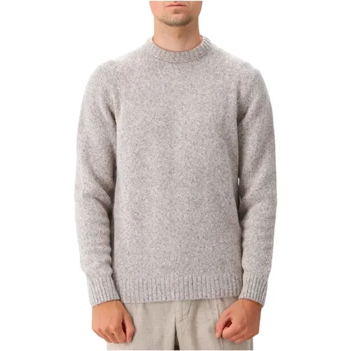 Grauer Rundhals-Strickpullover , Herren, Größe: M - Valenza - Modalova