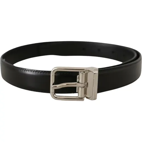 Leather Belt with Metal Buckle , male, Sizes: 75 CM - Dolce & Gabbana - Modalova