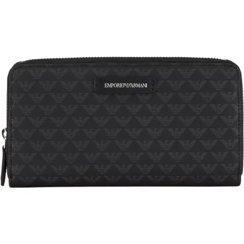 Logo Print Zip Around Wallet , female, Sizes: ONE SIZE - Emporio Armani - Modalova