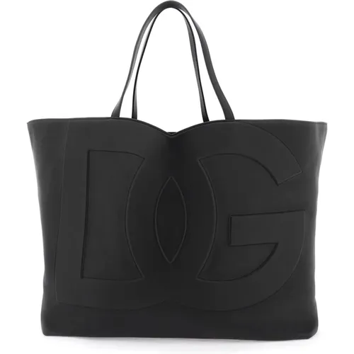 Quilted DG Logo Leather Shopping Bag , female, Sizes: ONE SIZE - Dolce & Gabbana - Modalova