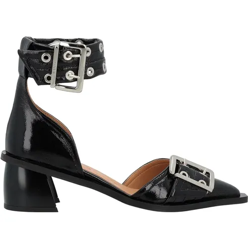 Chunky Buckle Open Cut Vegane Lederpumps , Damen, Größe: 35 EU - Ganni - Modalova