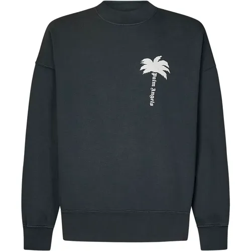 Grauer Pullover mit Palmblattmuster , Herren, Größe: M - Palm Angels - Modalova