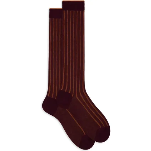 Burgundy Rib Stitch Cotton Socks - Gallo - Modalova