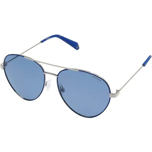 Blaue Metall-Sonnenbrille für Männer , Herren, Größe: 59 MM - Polaroid - Modalova