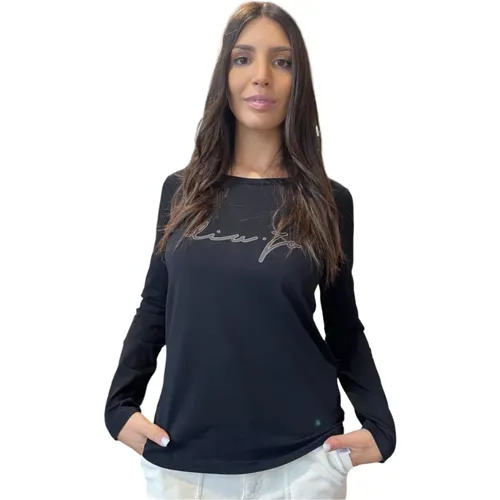 Stilvoller Logo Pullover mit Strass , Damen, Größe: XL - Liu Jo - Modalova