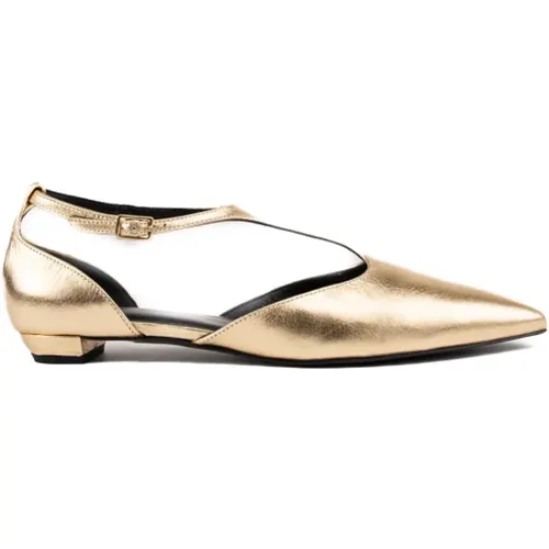 Goldene Lederschuhe Ballerinas , Damen, Größe: 39 EU - Liviana Conti - Modalova