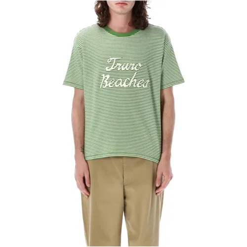 Striped Crew-neck T-shirt Green Cream , male, Sizes: XL - Bode - Modalova