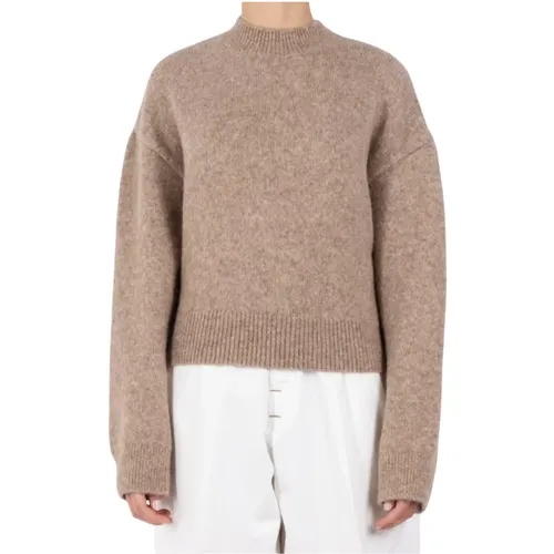 Beiger Strickpullover Alpaka Wolle , Damen, Größe: M - Jacquemus - Modalova