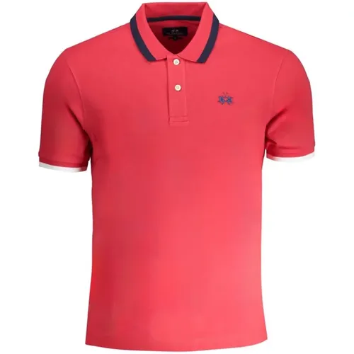 Rotes Baumwoll-Poloshirt mit Stickerei , Herren, Größe: XL - LA MARTINA - Modalova