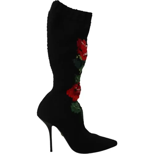Stretch Socken Rote Rosen Booties - Dolce & Gabbana - Modalova