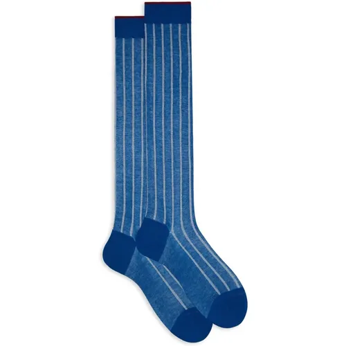 Prussian Blue Twin-Rib Cotton Socks , Herren, Größe: S - Gallo - Modalova