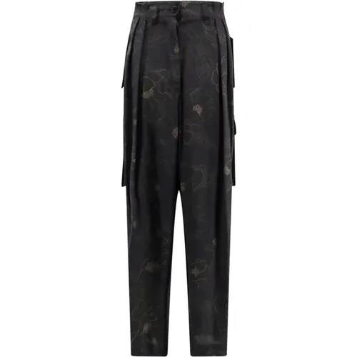 Seidenblumen-Cargo-Weitbein-Hose - Dries Van Noten - Modalova