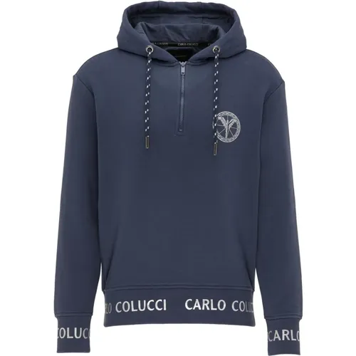 Men`s Basic Zip-Up Hooded Sweatshirt Carloni , male, Sizes: S, 2XL - carlo colucci - Modalova