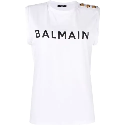 Logo Print T-Shirt , Damen, Größe: 2XS - Balmain - Modalova