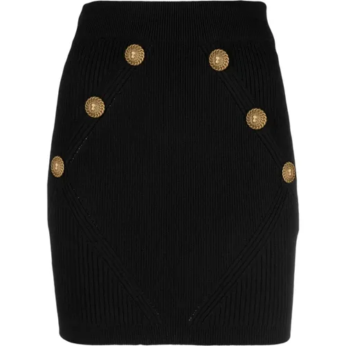 Knit Miniskirt with Embossed Buttons , female, Sizes: XS, S, M - Balmain - Modalova