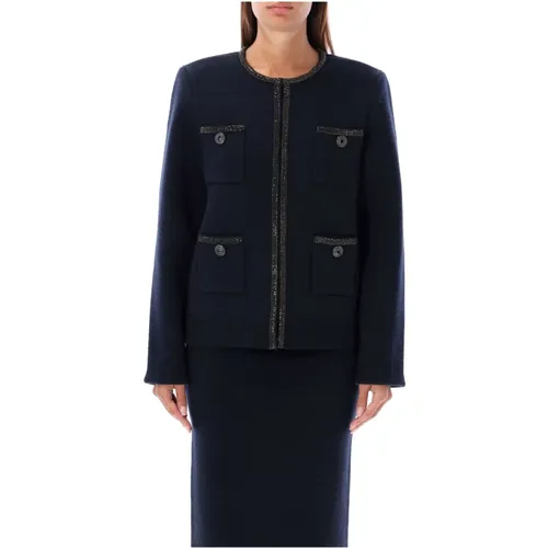 Embellished Navy Knitwear Aw24 Cardigan , female, Sizes: M, L, S - Self Portrait - Modalova