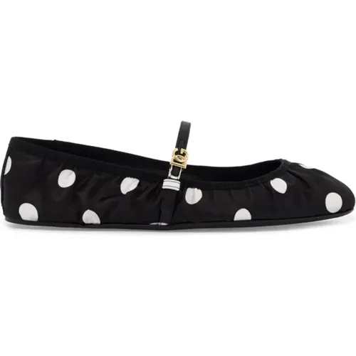 Ballerina Flats aus Polka Dot Satin , Damen, Größe: 40 EU - Dolce & Gabbana - Modalova