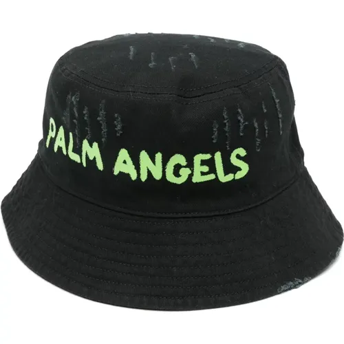Schwarzer Logo Bucket Hat , Damen, Größe: ONE Size - Palm Angels - Modalova