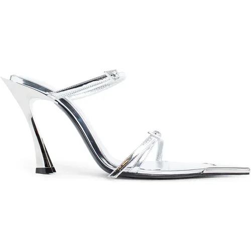 Chrome Leather Strappy Sandal , female, Sizes: 3 UK, 2 UK, 4 UK, 5 UK - Mugler - Modalova