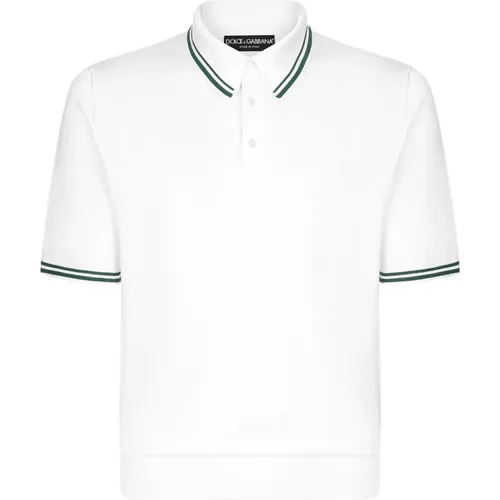 Seiden Polo Shirt Weiß Kurze Ärmel - Dolce & Gabbana - Modalova